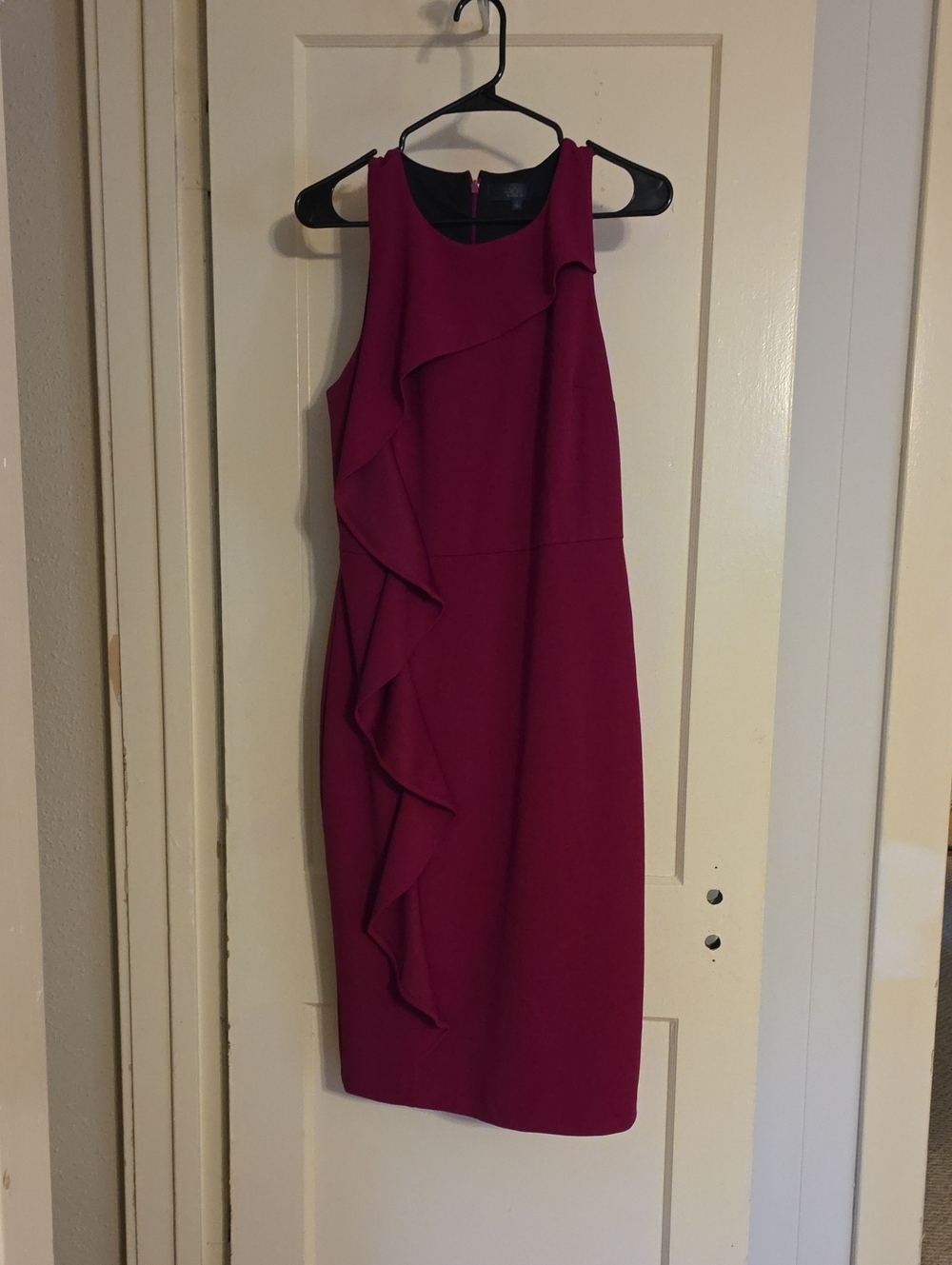 NWT RACHEL Rachel Roy Sleeveless Ruffle Midi Dress in Magenta Size L
